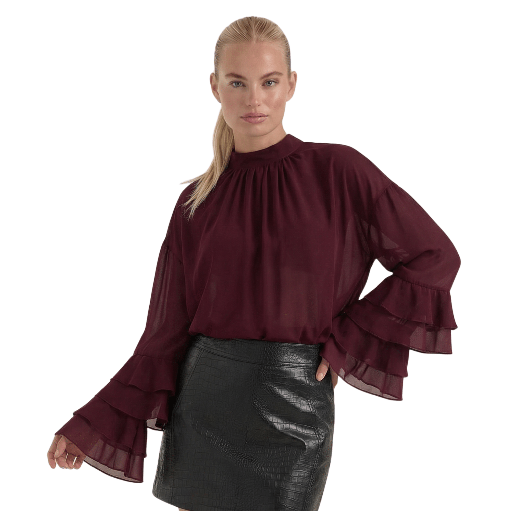 Blusa da donna — Collo alto rialzato con design a infilare