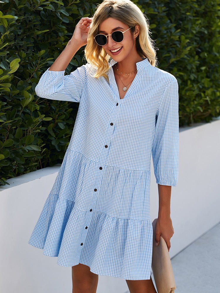 Vestido para mujer — corte relajado, ligero y con estampado de cuadros vichy