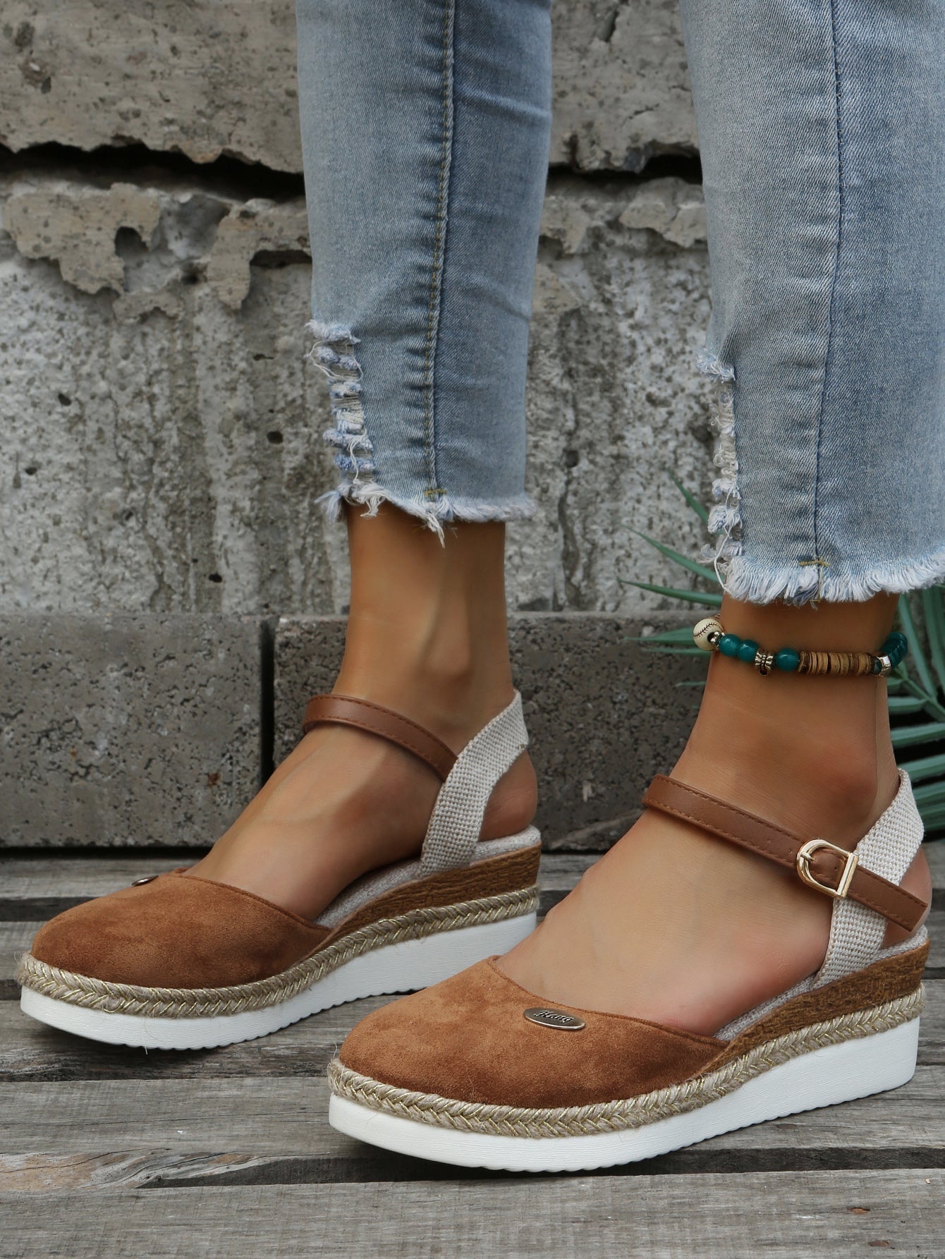 Espadrilles femme — Bout arrondi Bride cheville