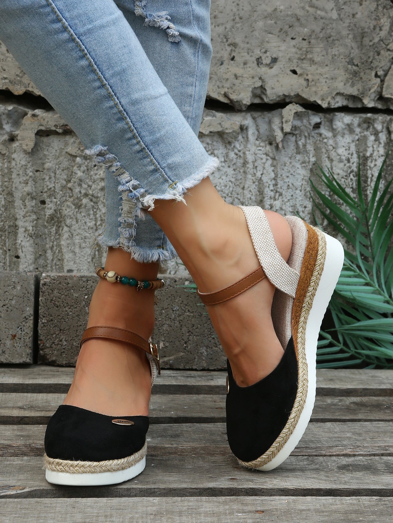 Espadrilles femme — Bout arrondi Bride cheville