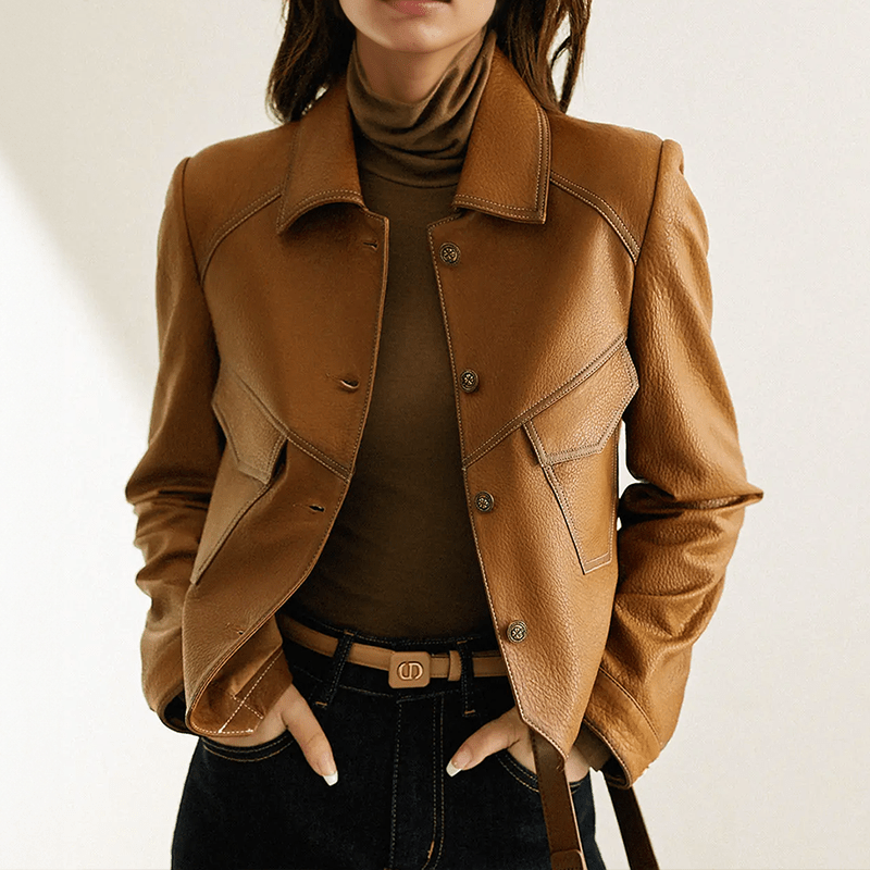 Veste femme — Longueur courte, fermeture à boutons, avec col