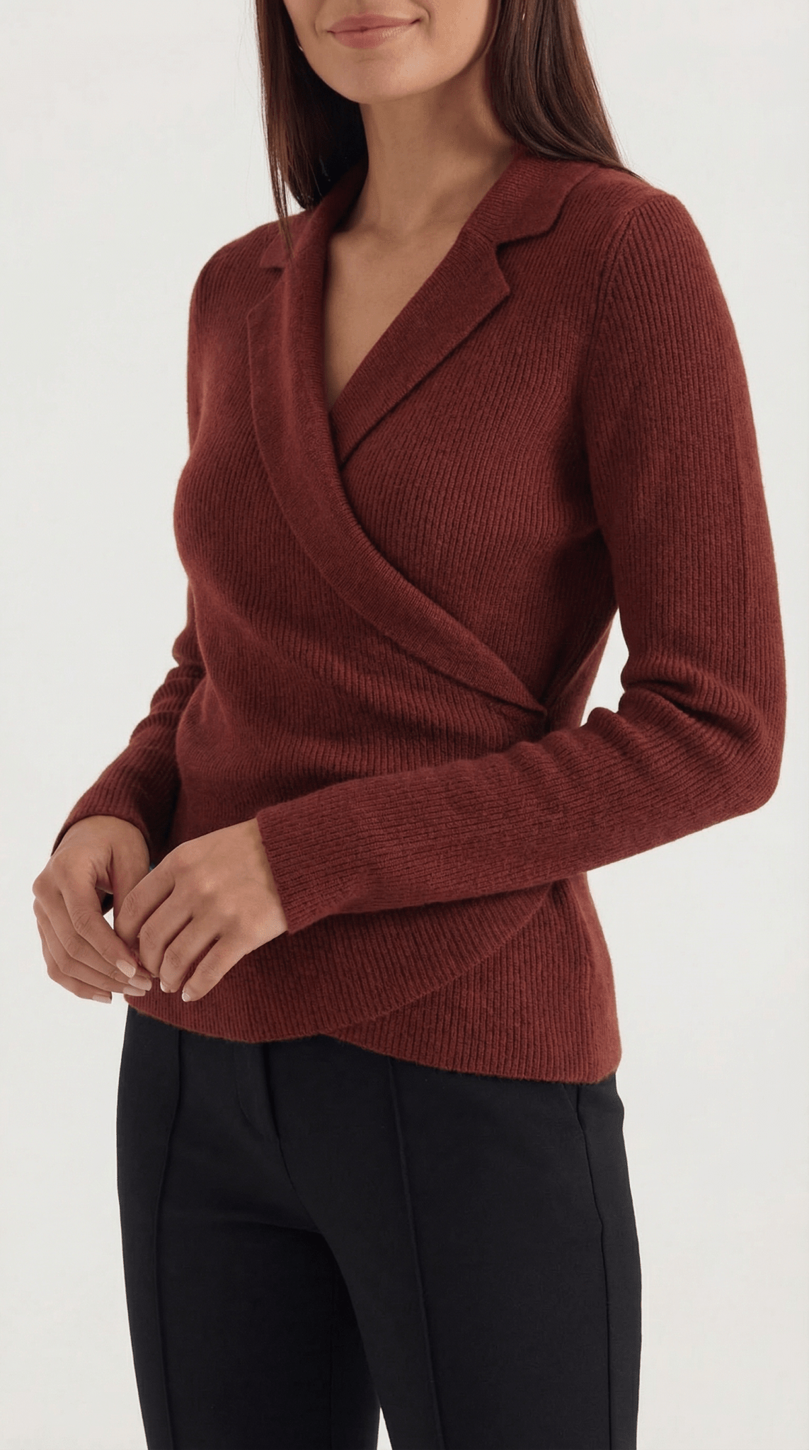 Maglione da donna — Vestibilità aderente, collo avvolgente con design a collo alto