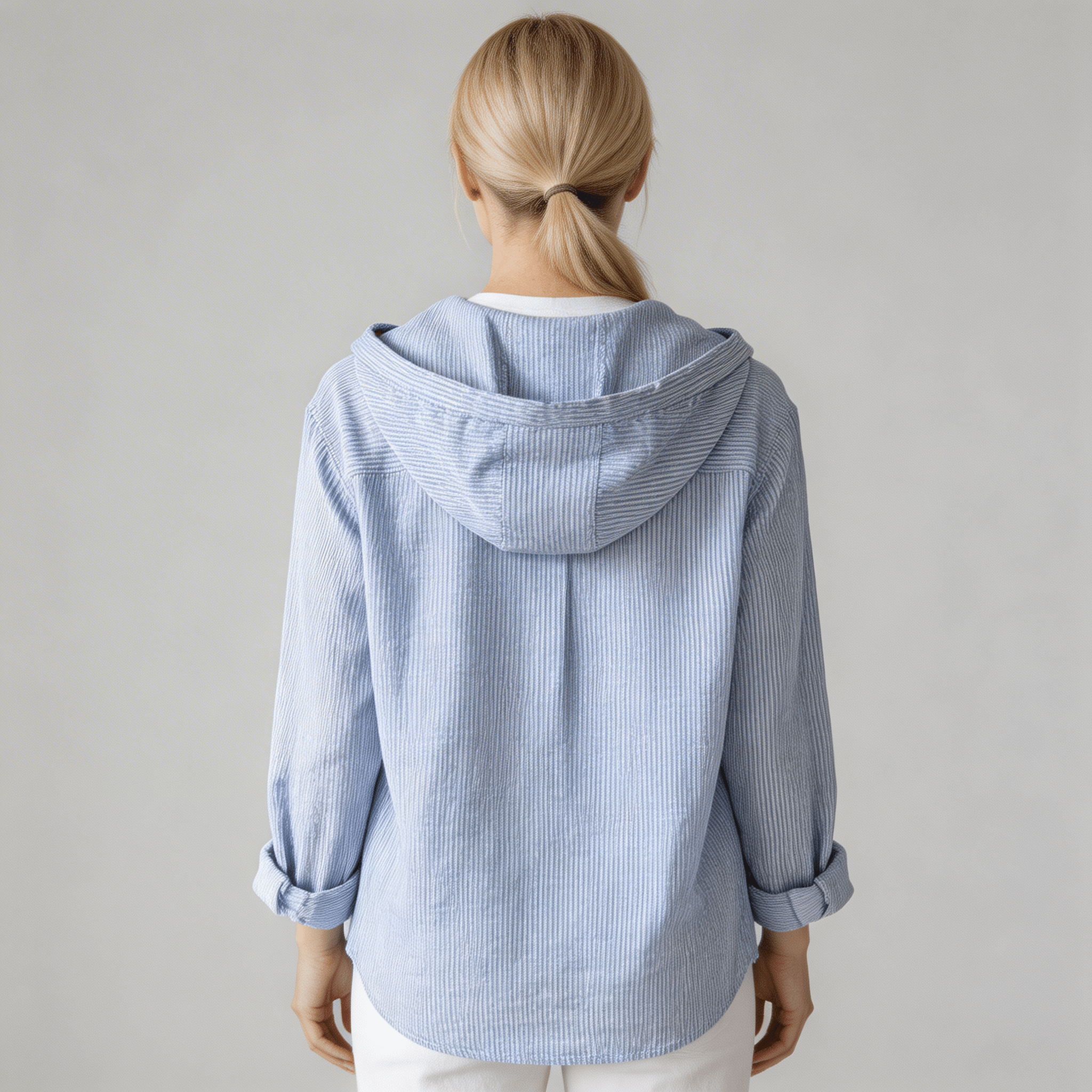 Camisa de lino para mujer - Corte regular, manga larga, cierre de botones