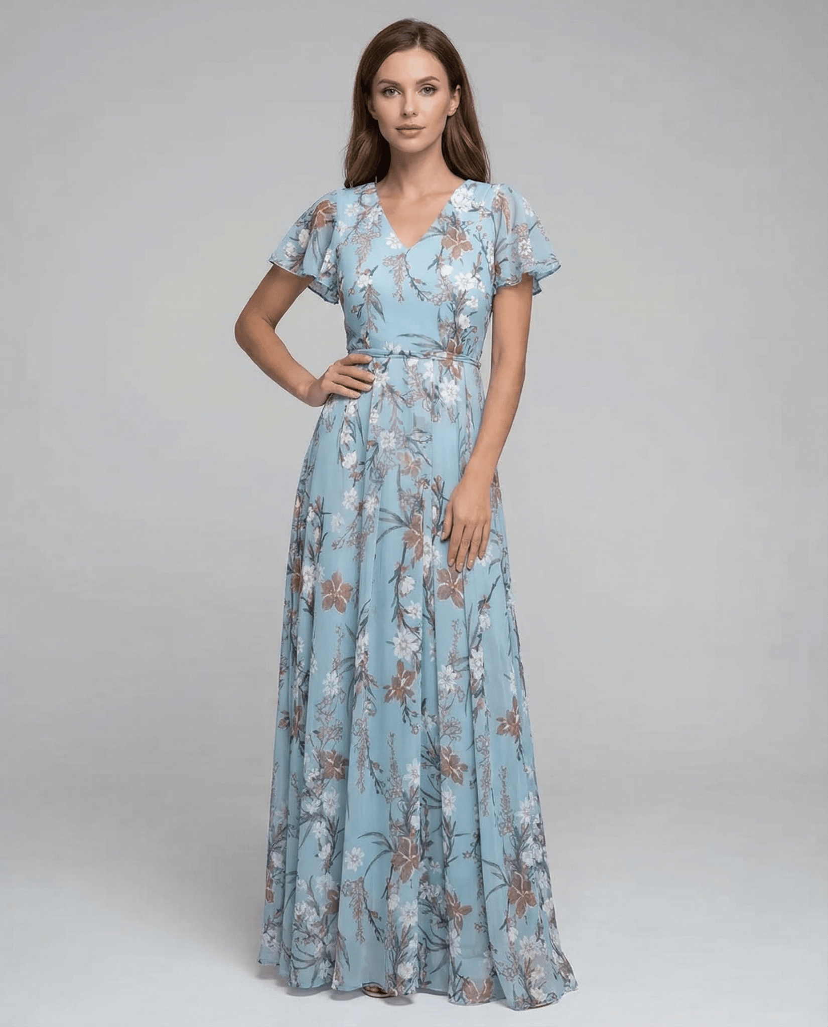 Damen Maxikleid — Ein-Schulter-Ausschnitt, Schleifendetail