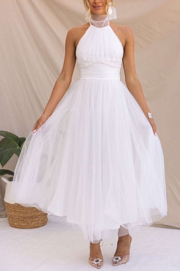 Robe maxi femme — sans manches col halter design