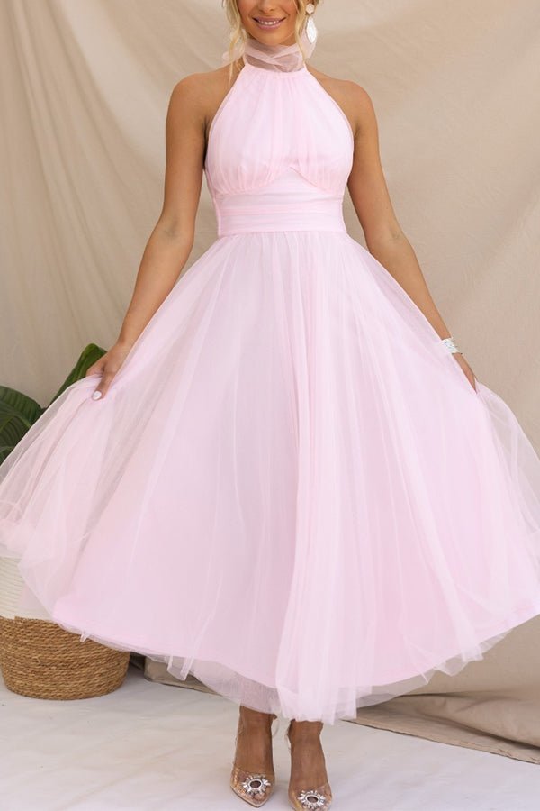 Robe maxi femme — sans manches col halter design