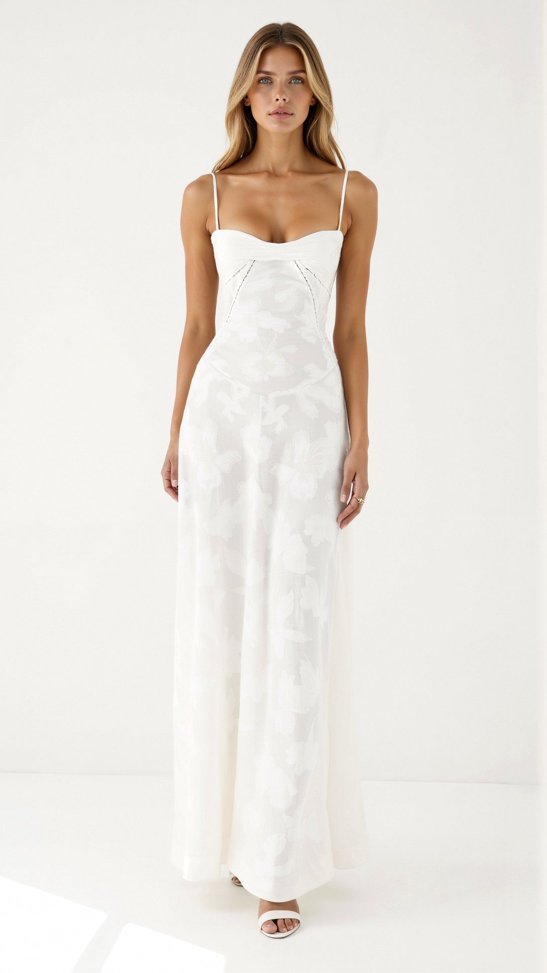 Abito maxi da donna — corpetto corsetto con spalline sottili