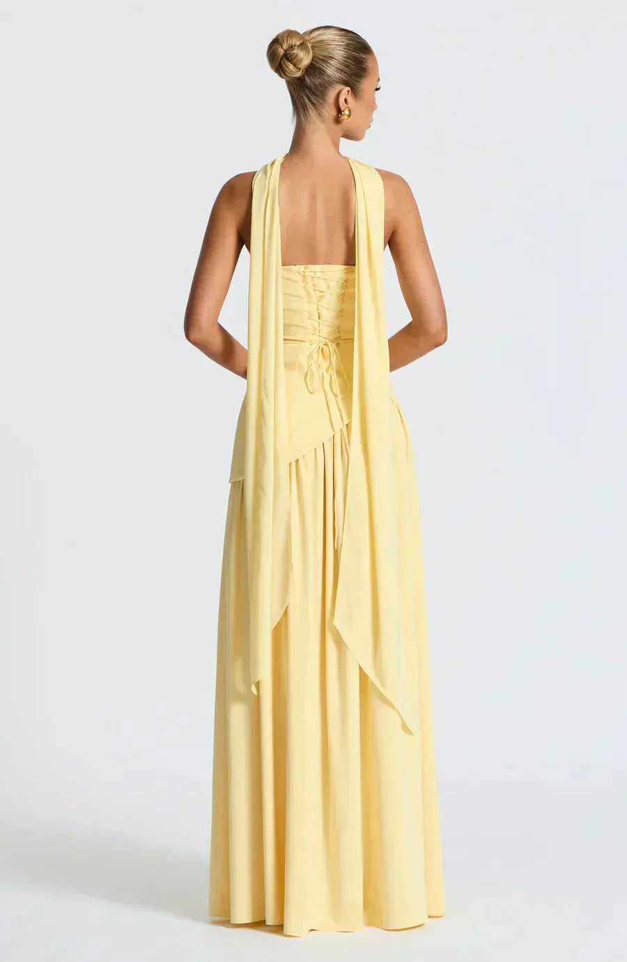 Robe maxi femme — bustier sans bretelles fente haute coupe ajustée