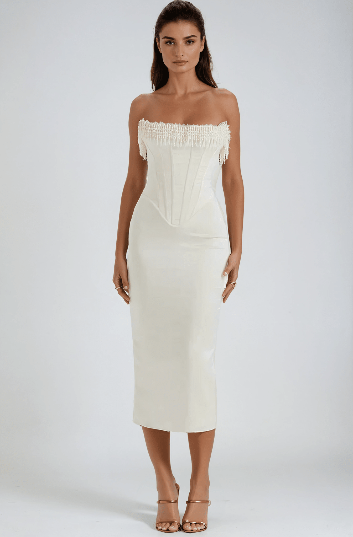 Robe longue femme — Encolure bustier, design corset