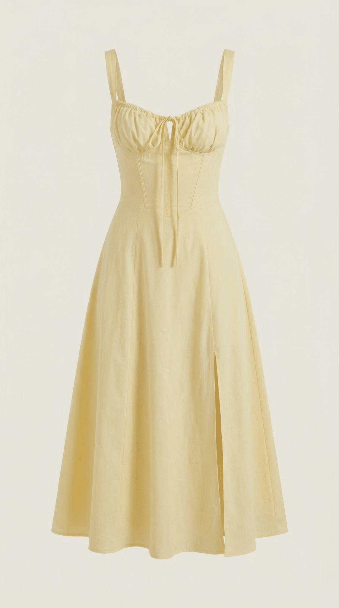Damen Midikleid — A-Linie, Herzausschnitt, Schnürung vorne