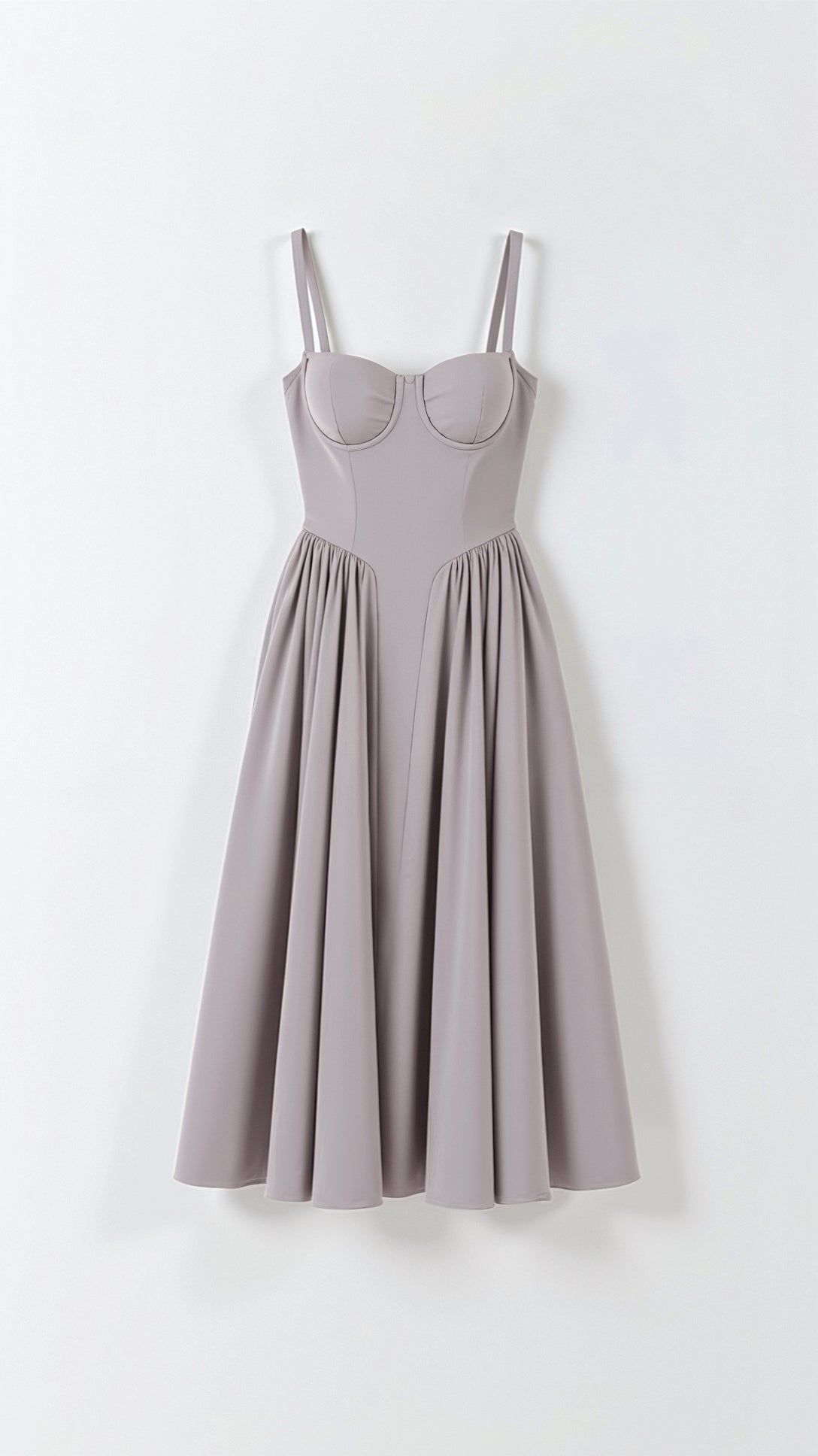 Damen Midikleid — Korsett-Oberteil, plissierter, geraffter Rock