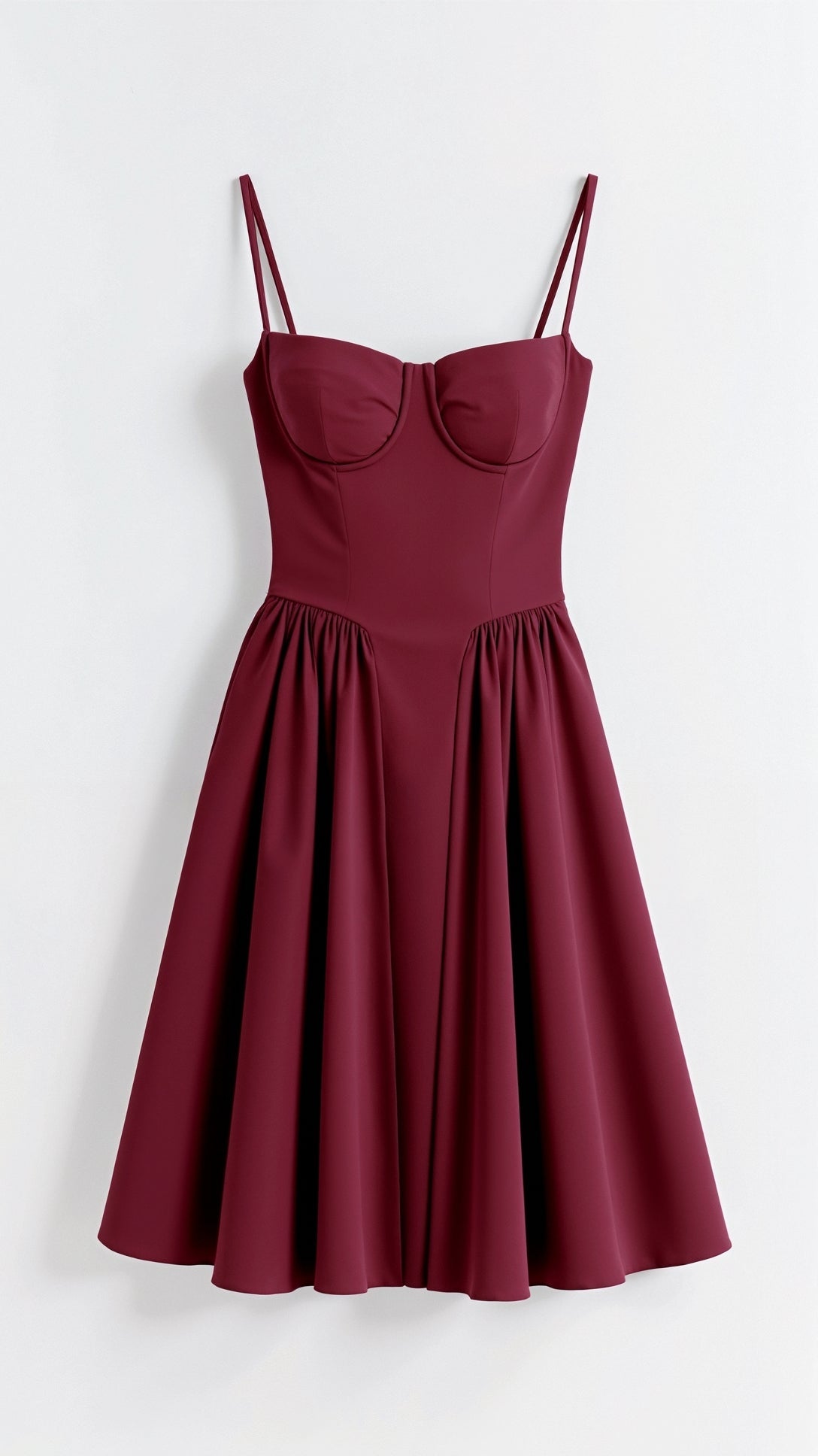 Damen Midikleid — Korsett-Oberteil, plissierter, geraffter Rock