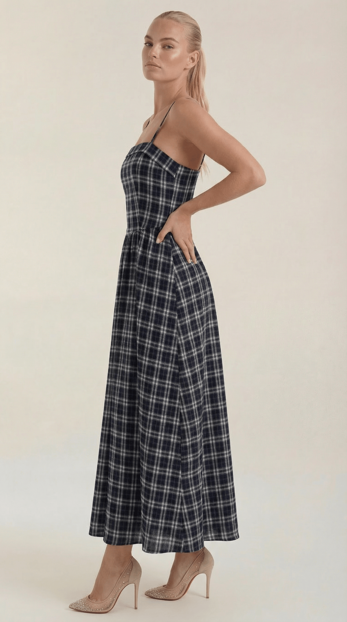 Damen Midikleid - Quadratischer Ausschnitt Ärmellos Lockerer Schnitt