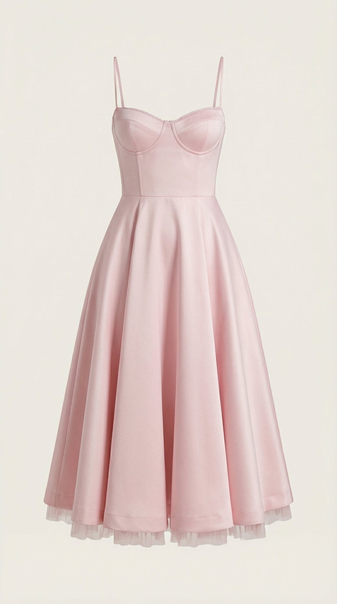 Damen Midikleid — Herzausschnitt & Spaghettiträger