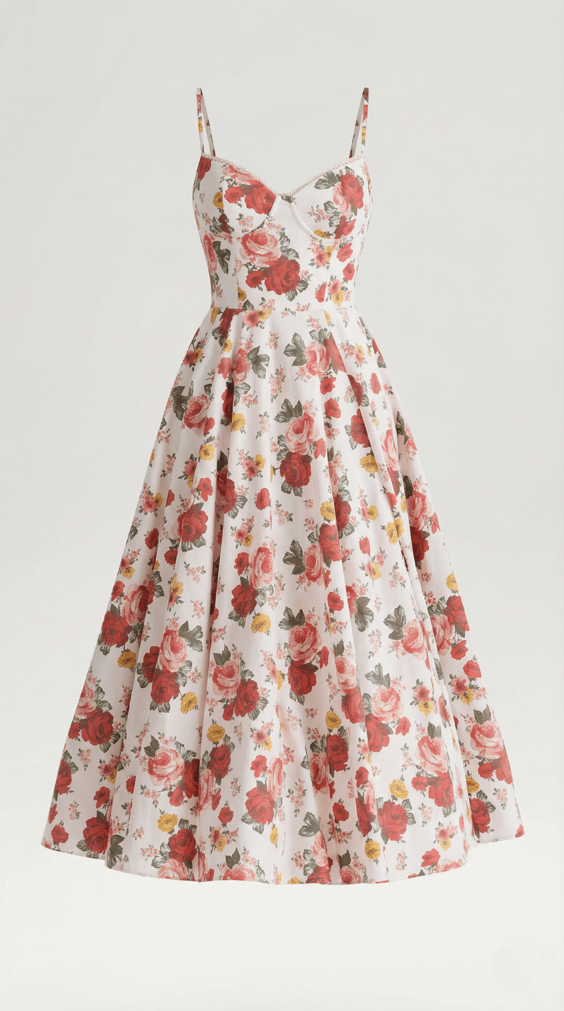 Damen Midikleid — Herzausschnitt & Spaghettiträger