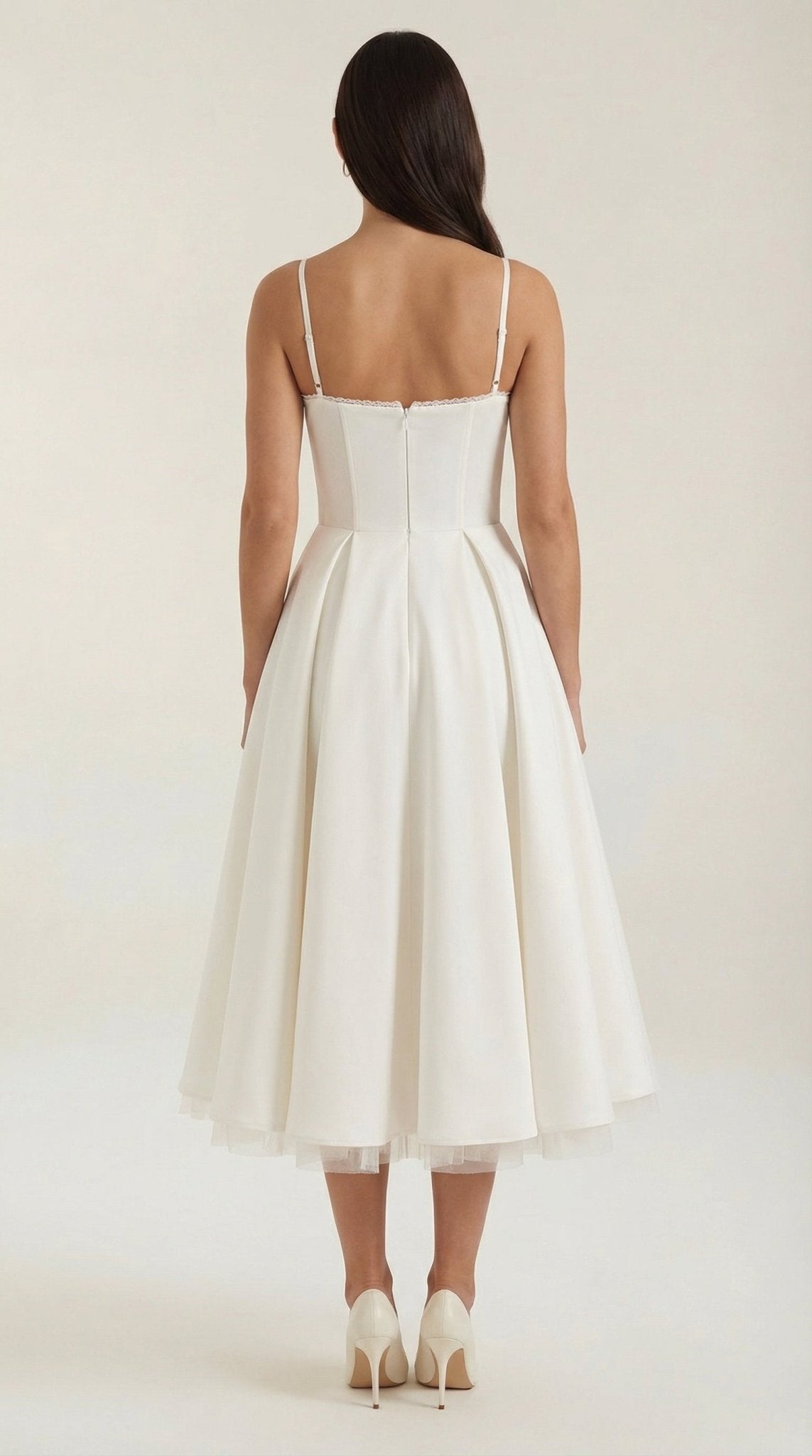 Damen Midikleid — Herzausschnitt & Spaghettiträger