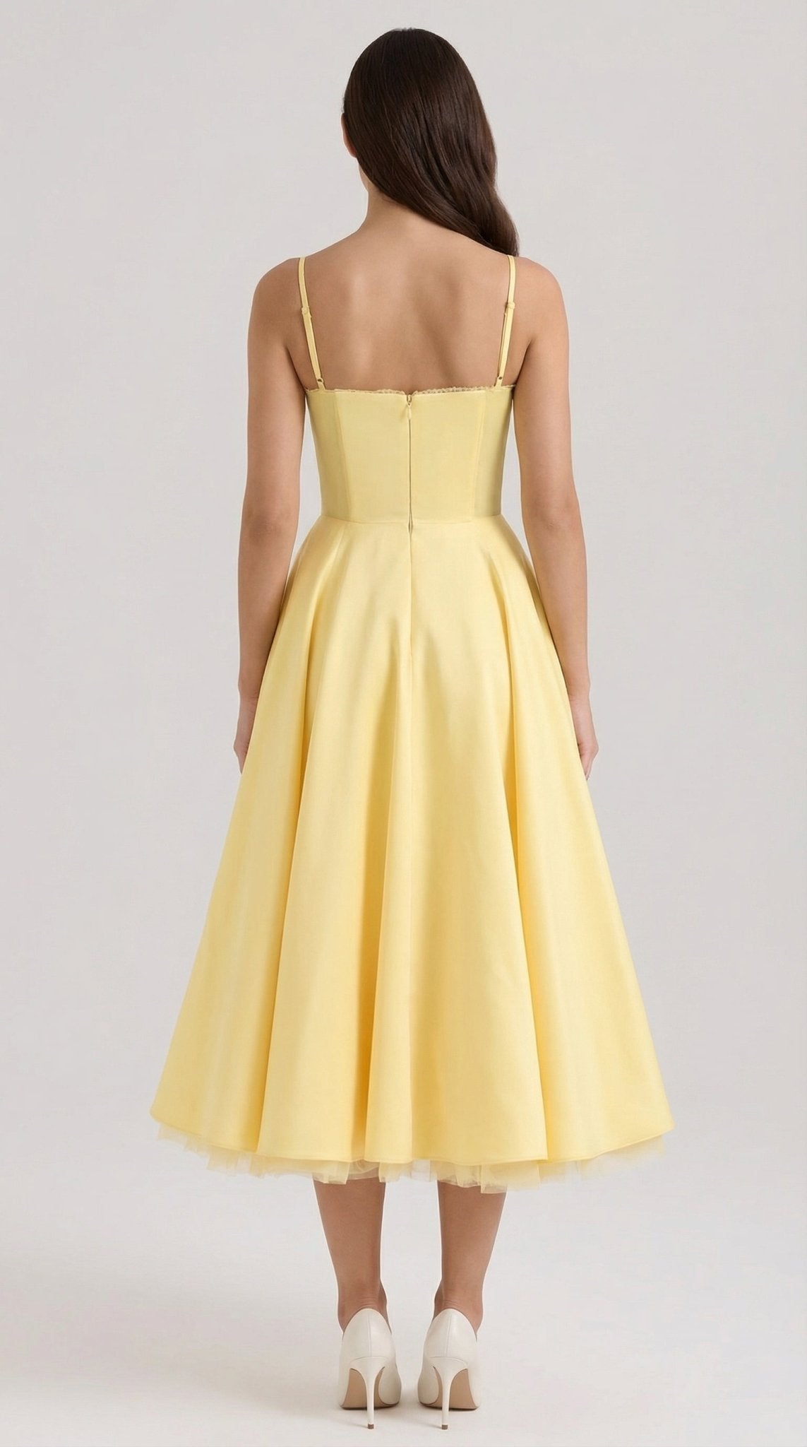 Damen Midikleid — Herzausschnitt & Spaghettiträger