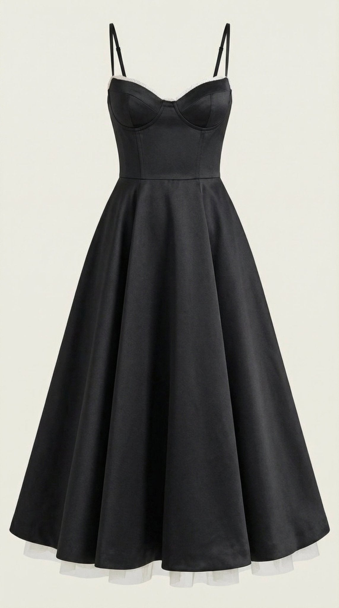 Damen Midikleid — Herzausschnitt & Spaghettiträger