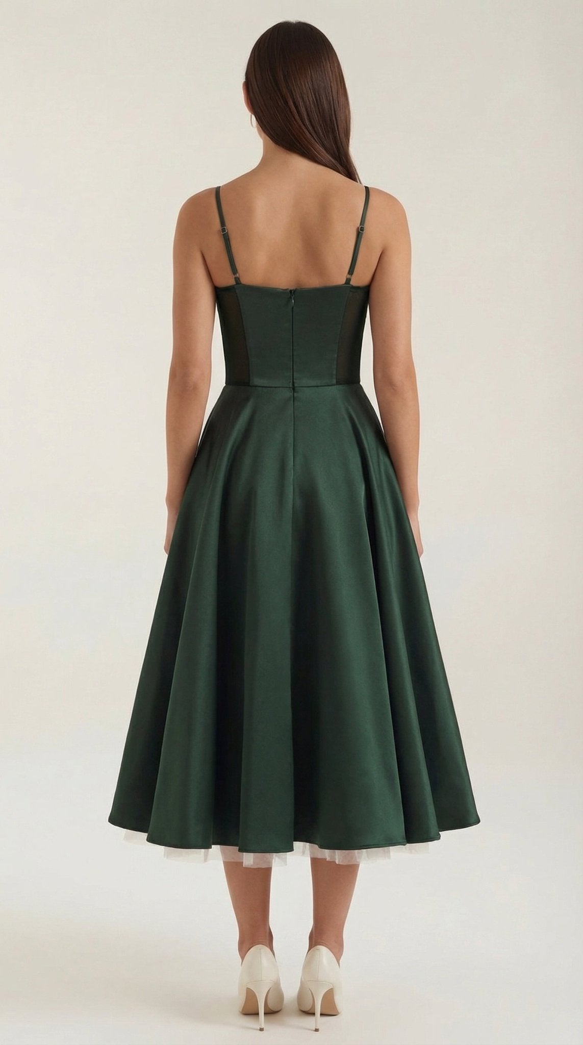 Damen Midikleid — Herzausschnitt & Spaghettiträger