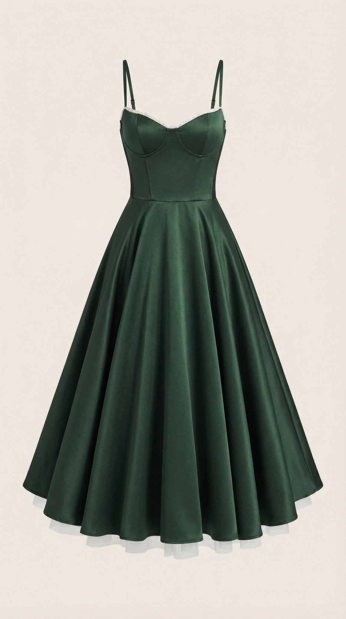 Damen Midikleid — Herzausschnitt & Spaghettiträger