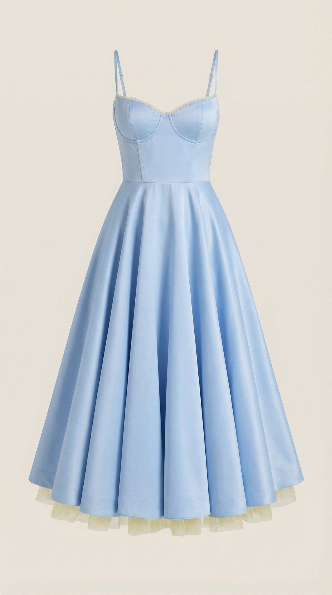 Damen Midikleid — Herzausschnitt & Spaghettiträger