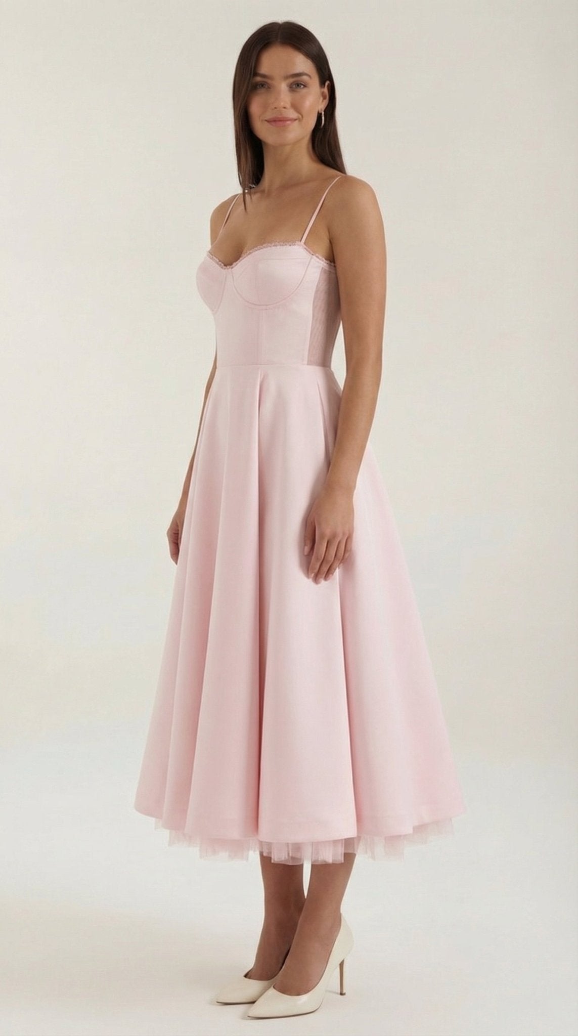 Damen Midikleid — Herzausschnitt & Spaghettiträger