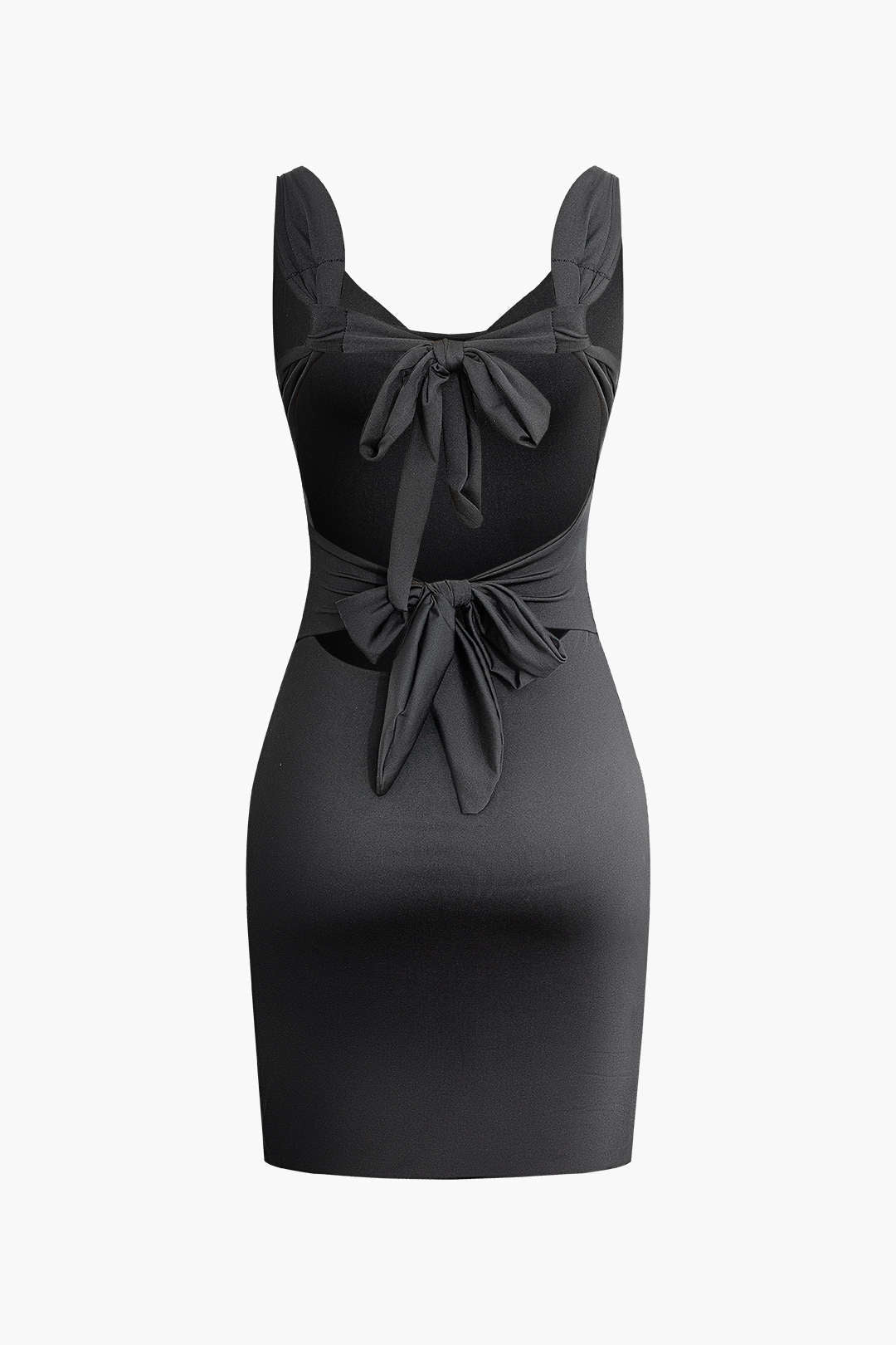 Vestido midi para mujer — escote corazón, tirantes con lazo y falda acampanada