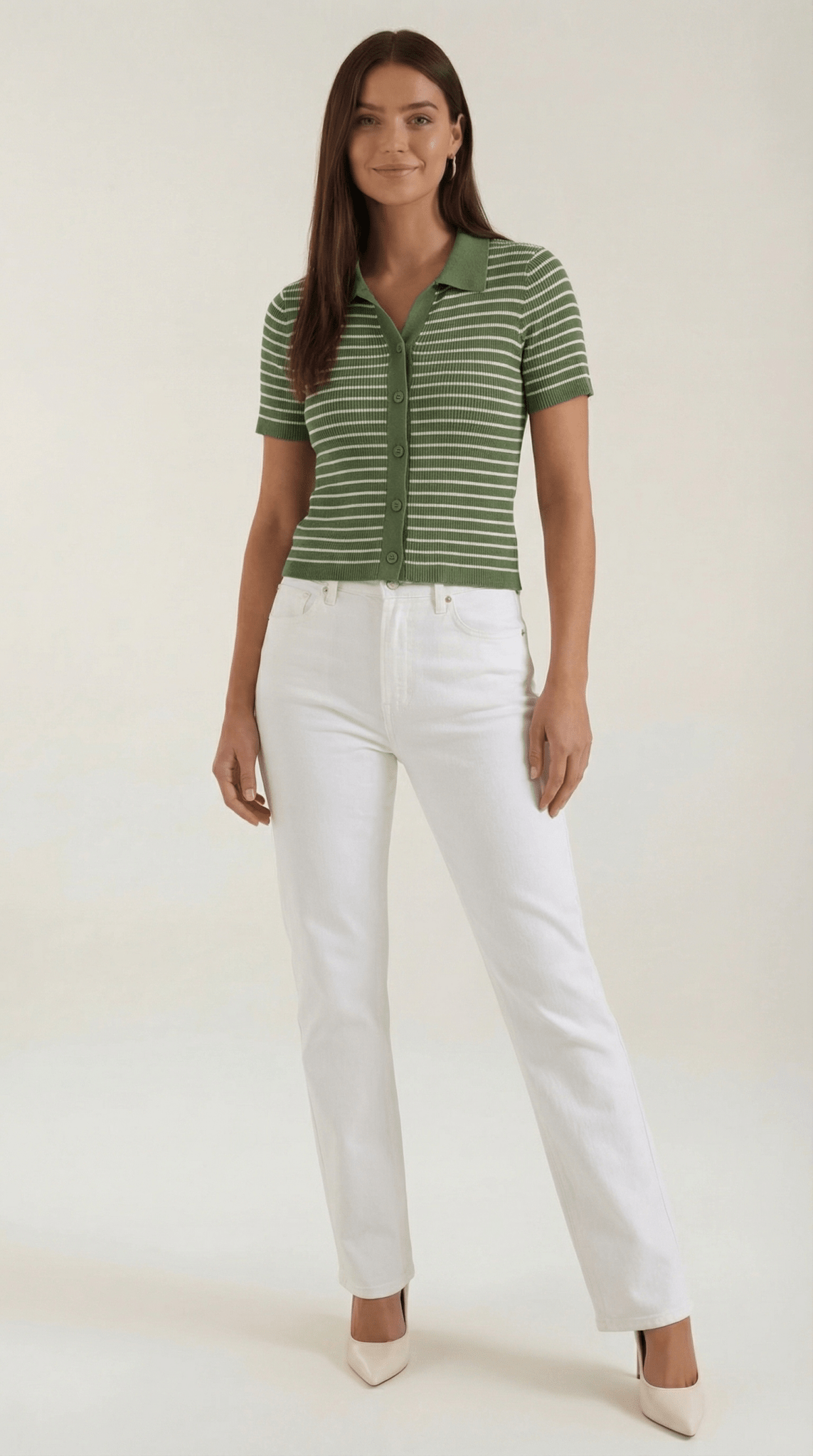 Damen-Poloshirt — Knopfleiste vorne mit Kragendesign  