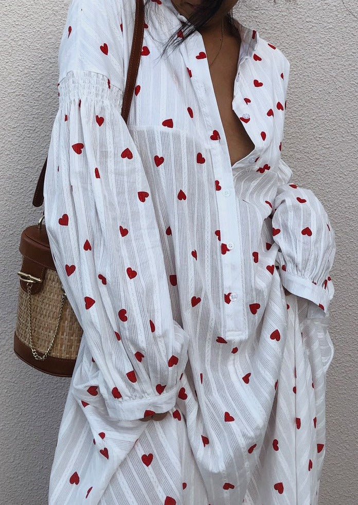 Robe chemise femme — coupe oversize longueur maxi brodée