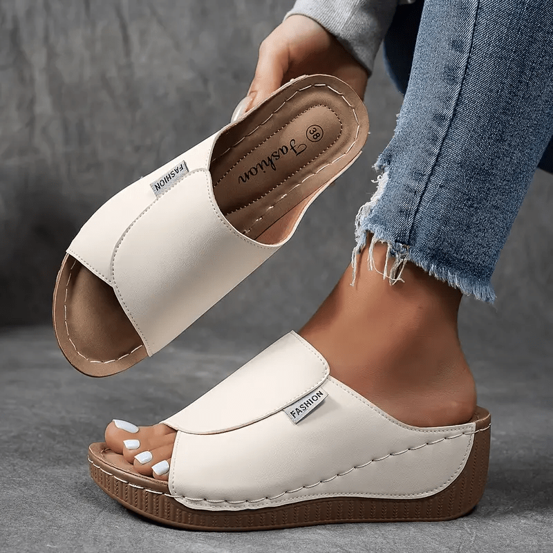 Sandales compensées femme — Enfilage Ouvert à l'avant Plateforme