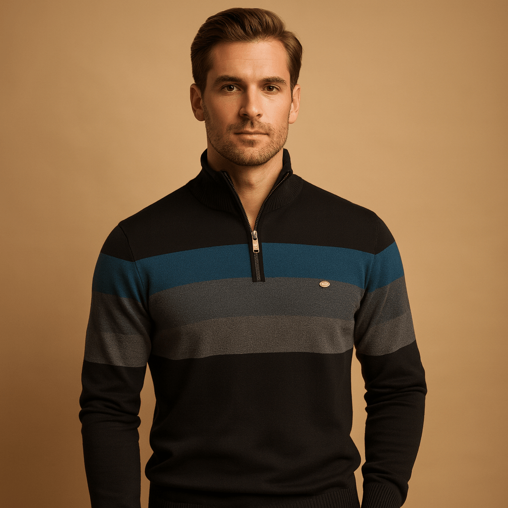 Pullover con zip uomo, vestibilità rilassata e casual